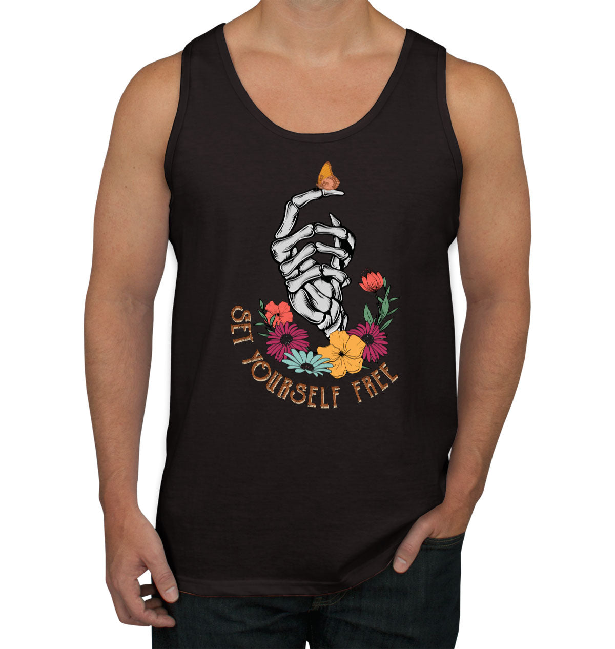 Set Yourself Free Skeleton Halloween Men's Tank Top