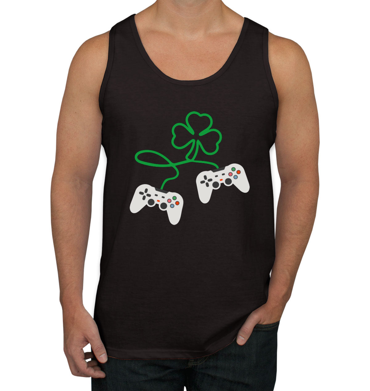 Shamrock Video Gamer St. Patrick's Day Men's Tank Top