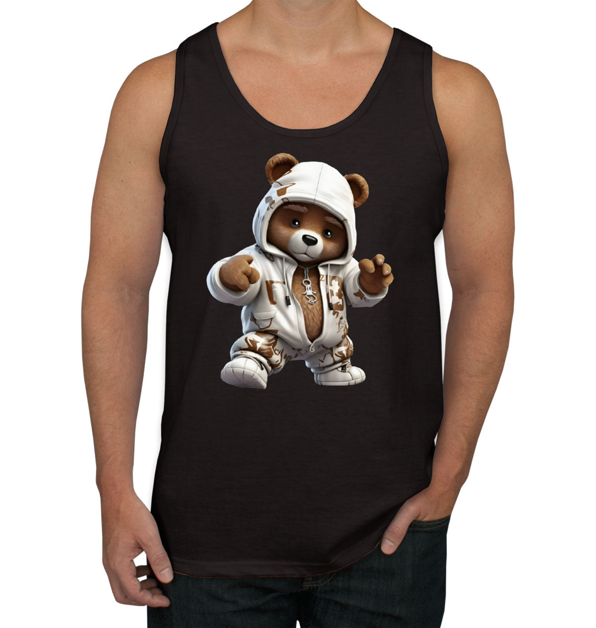 Teddy Bear Wearing Streetwear Men's Tank Top