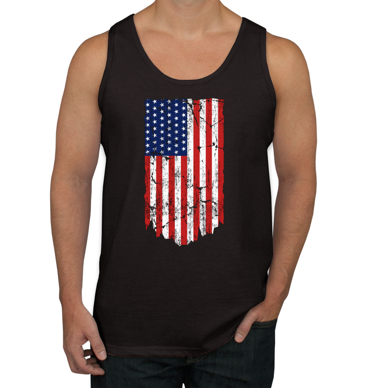 Distressed USA American Flag Men's Tank Top