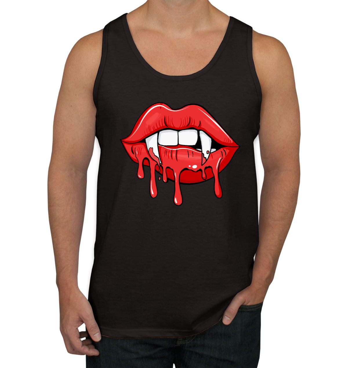 Vampire Pointed Lips Halloween Men's Tank Top