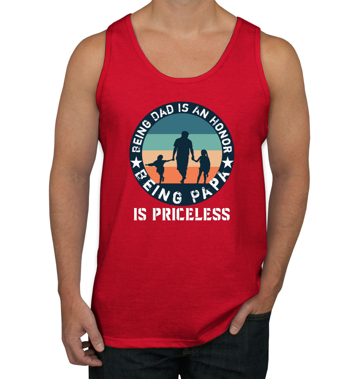 Being Dad Is An Honor Being Papa Is Priceless Father's Day Men's Tank Top