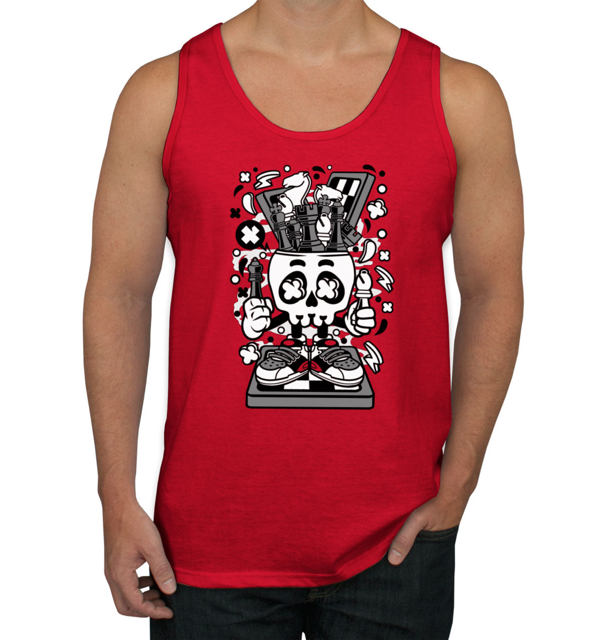 Chess Skull Head Men's Tank Top
