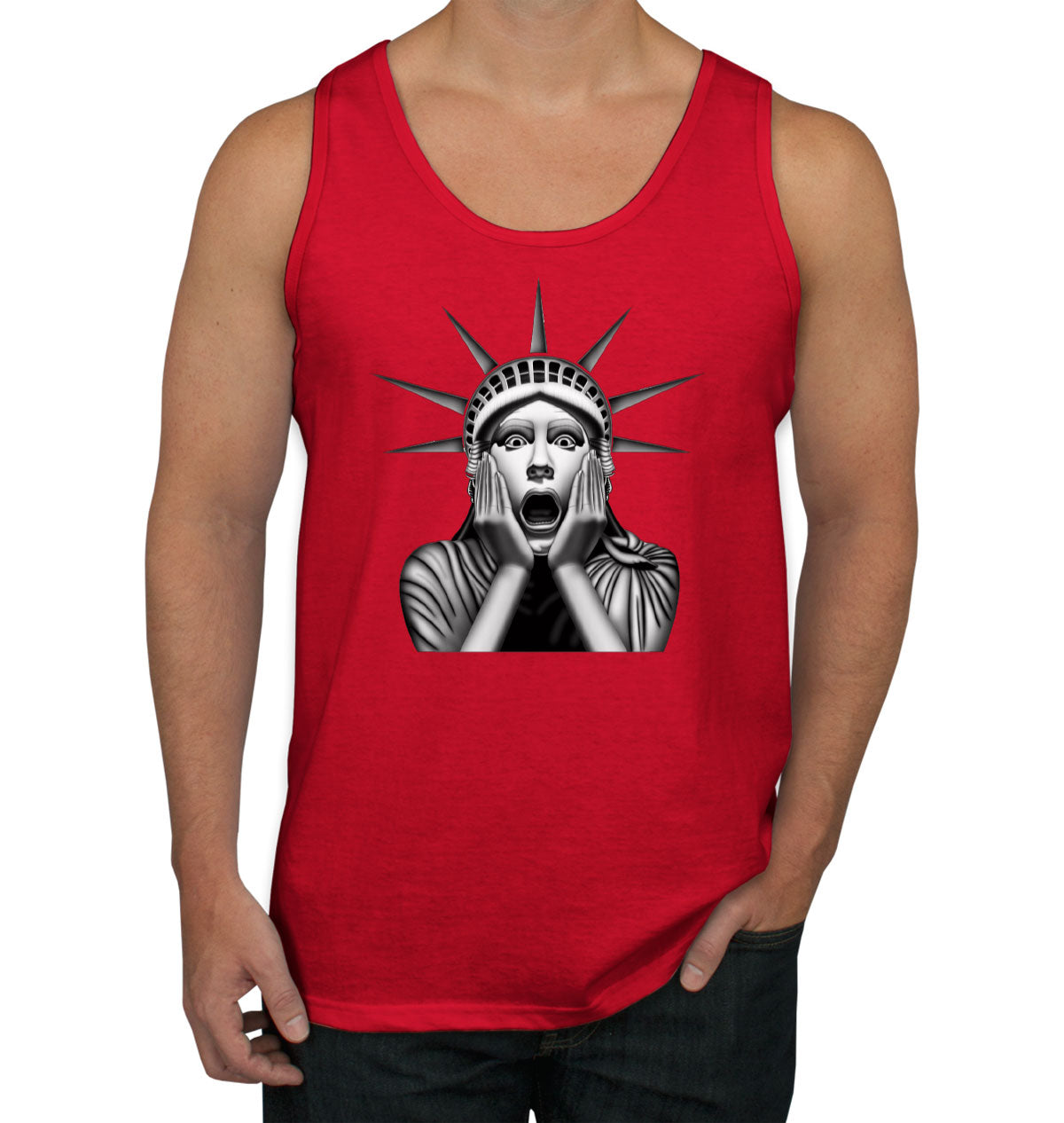Surprised Statue of Liberty Men's Tank Top