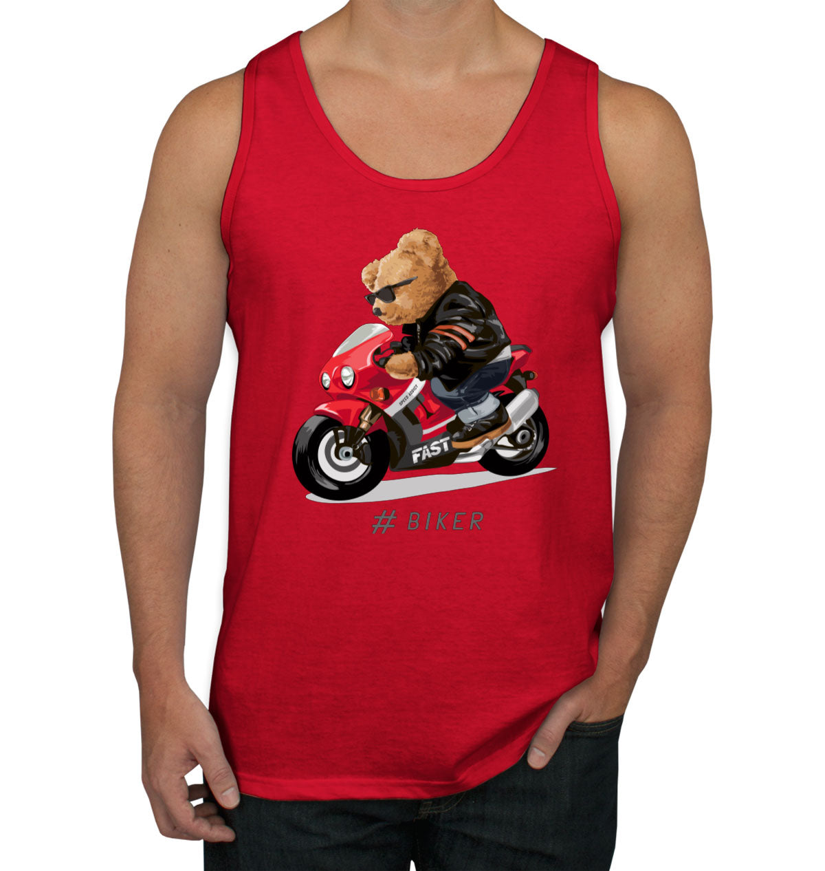 Teddy Bear Cool Biker Men's Tank Top