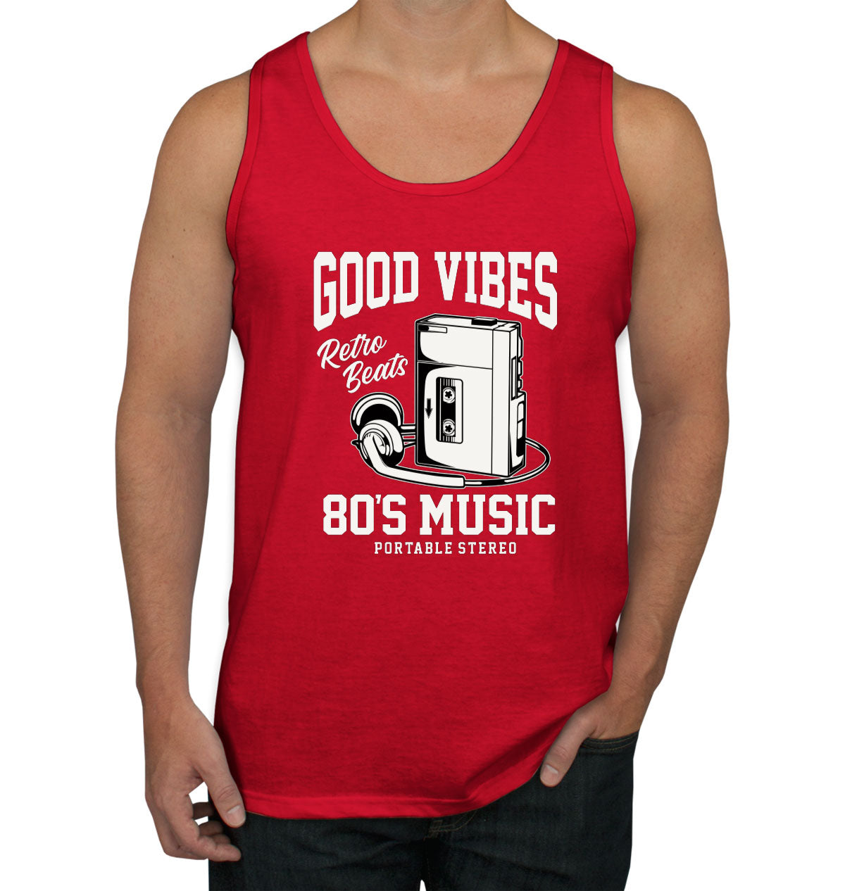 Good Vibes Retro Beats 80's Music Portable Stereo Men's Tank Top