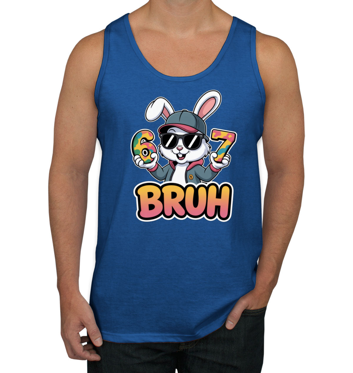 Six Seven Sixty Seven Bruh Bunny Easter Men's Tank Top