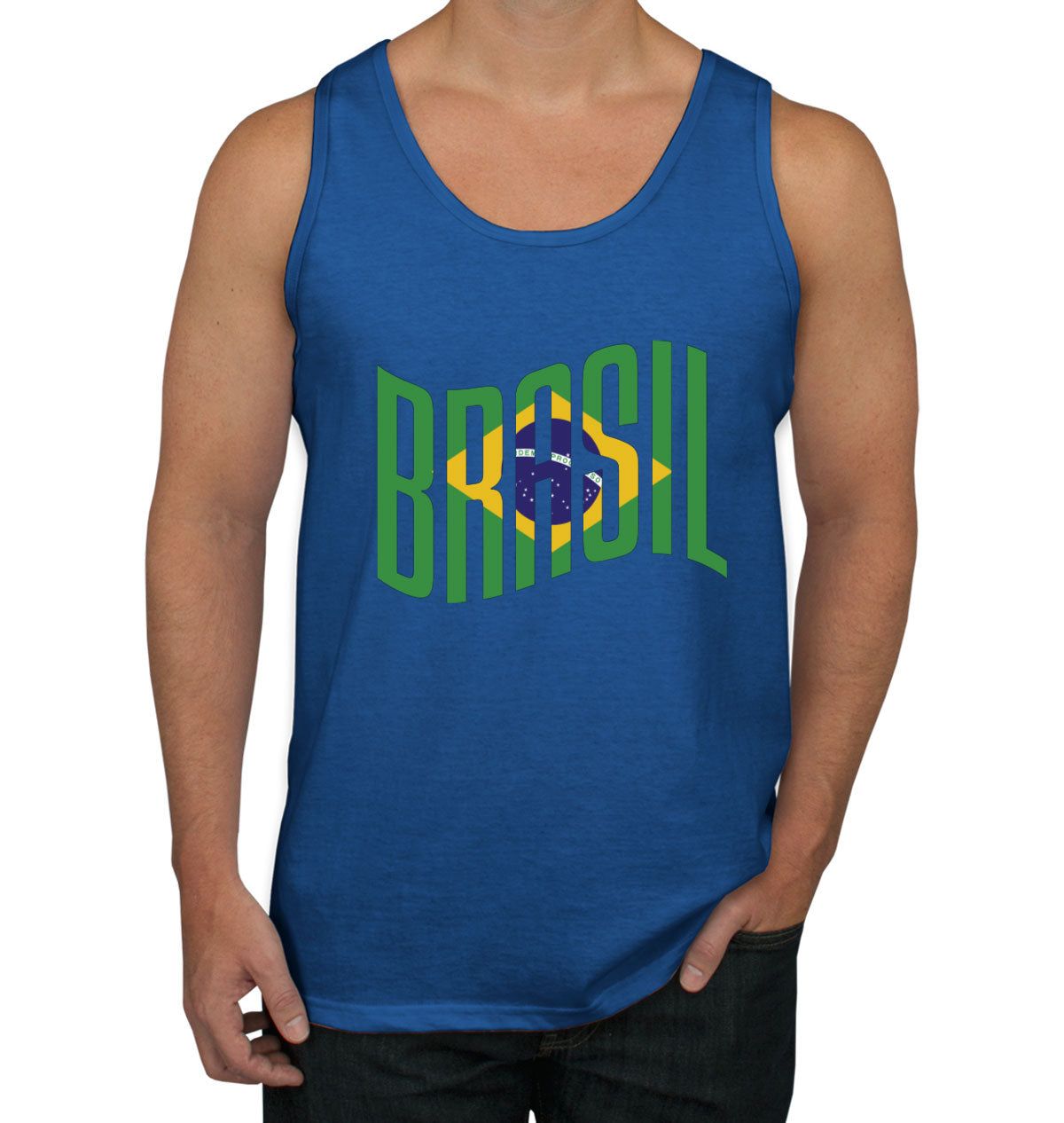 Brasil Typography With Brazil Flag Men's Tank Top