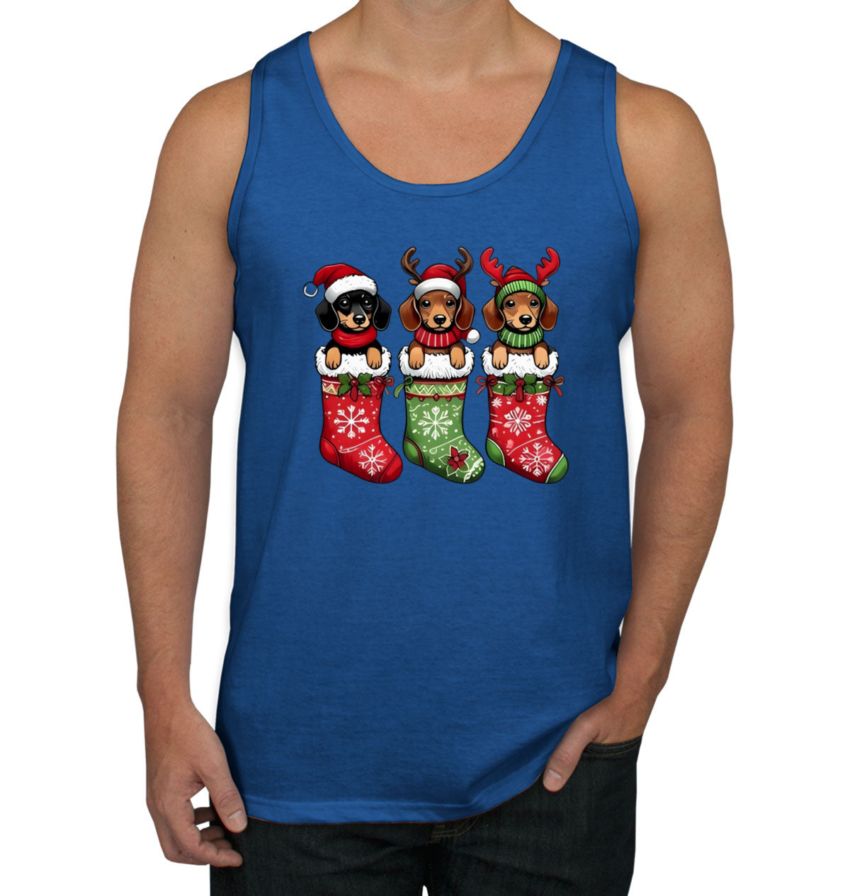 Dogs In Christmas Stockings Men's Tank Top