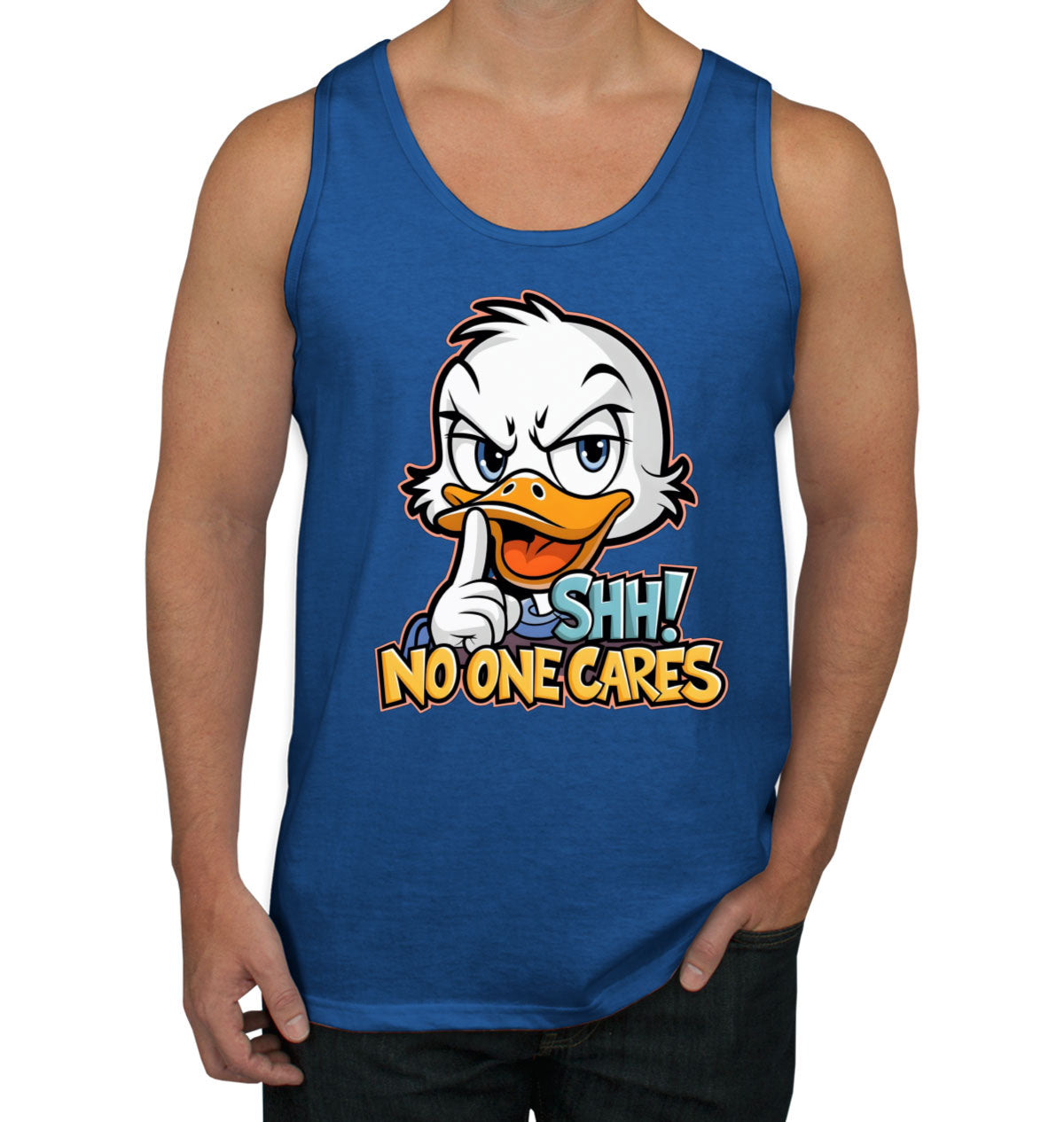 Shh No One Cares Sarcastic Duck Men's Tank Top