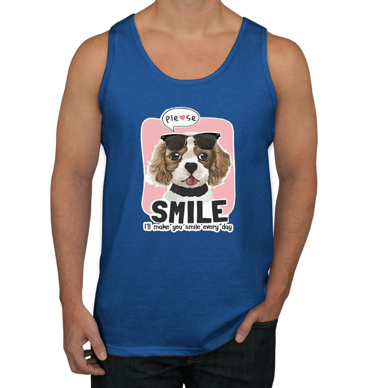 Please Smile Happy Dog Men's Tank Top