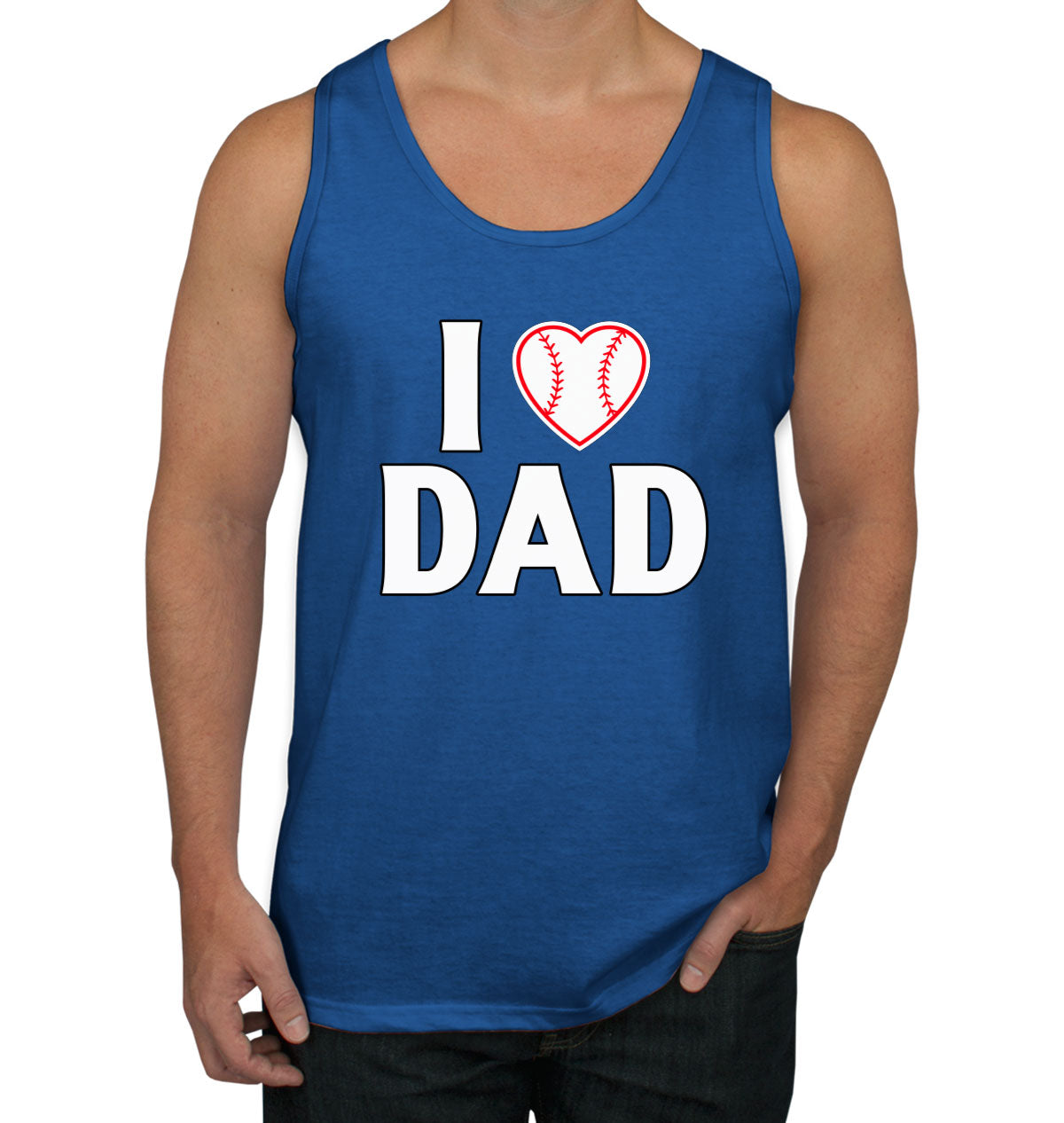 I Love Dad Baseball Heart Men's Tank Top