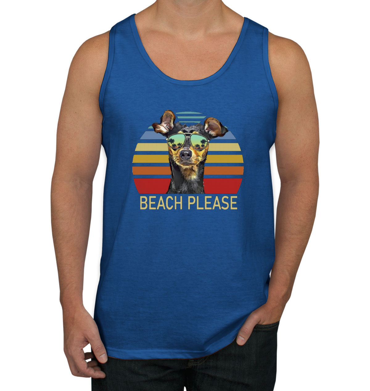 Beach Please Miniature Pinscher Dog Men's Tank Top