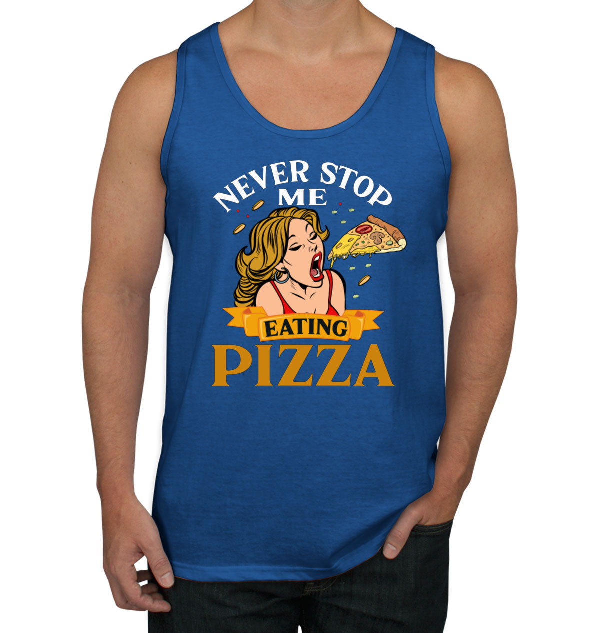 Never Stop Me Pizza Men's Tank Top