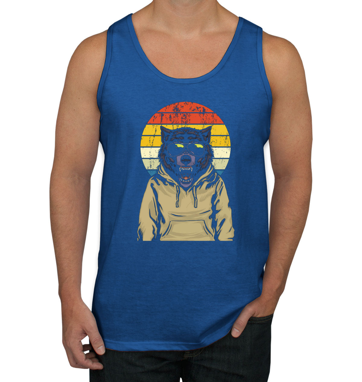 Wolf Retro Sunset Men's Tank Top