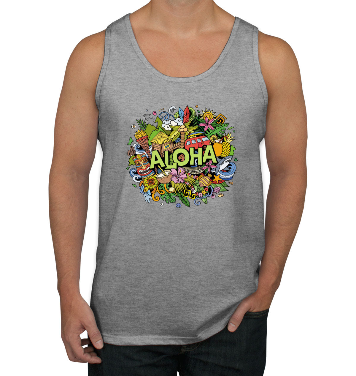 Aloha Hawaii Doodle Men's Tank Top
