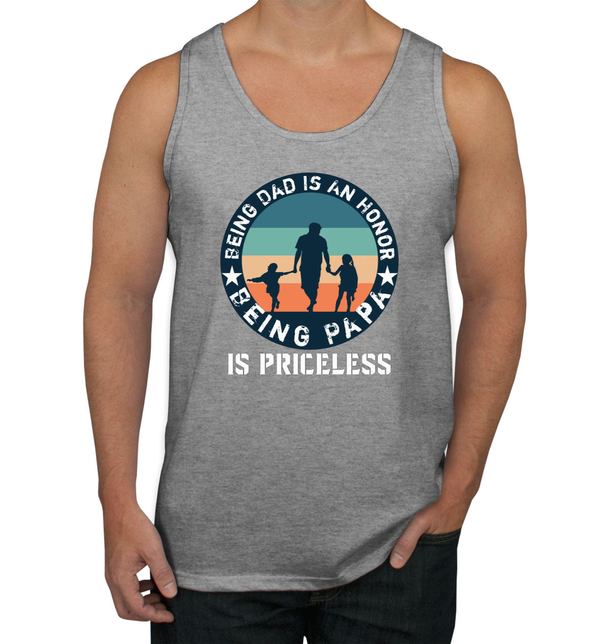 Being Dad Is An Honor Being Papa Is Priceless Father's Day Men's Tank Top