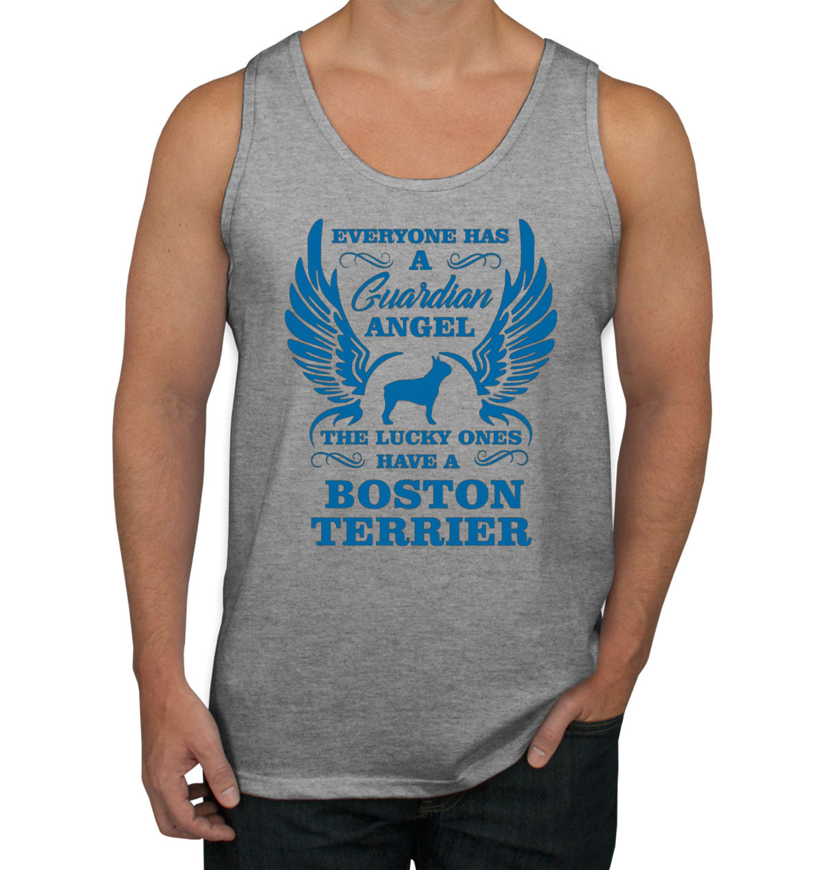 Boston Terrier Guardian Angel Dog Men's Tank Top