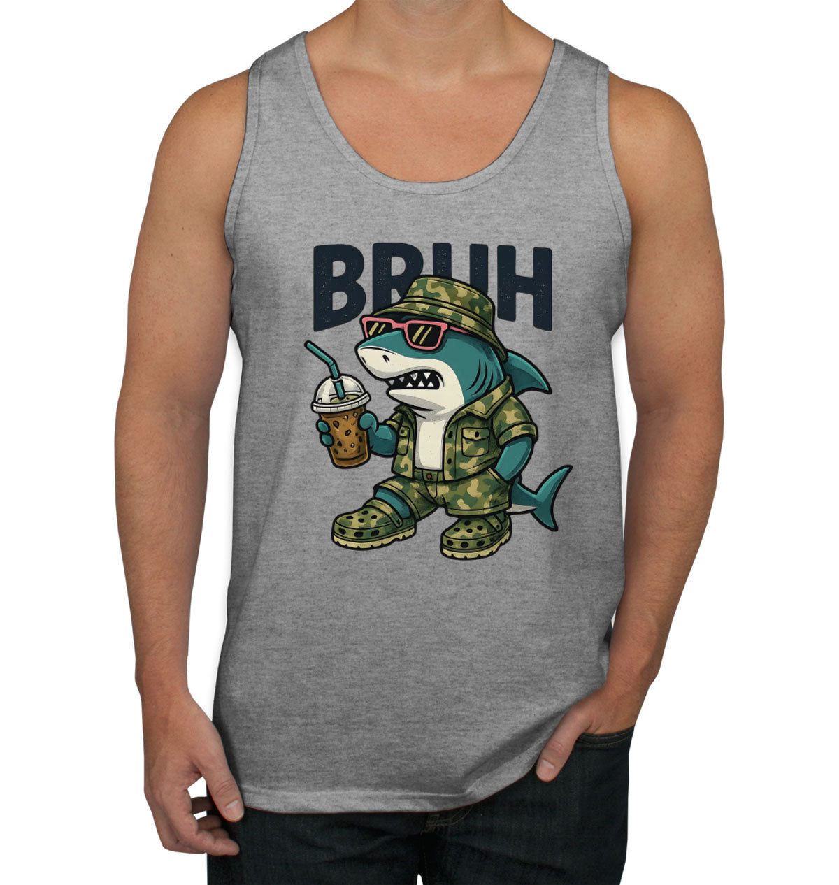Camo Shark Bruh Hunting Men's Tank Top