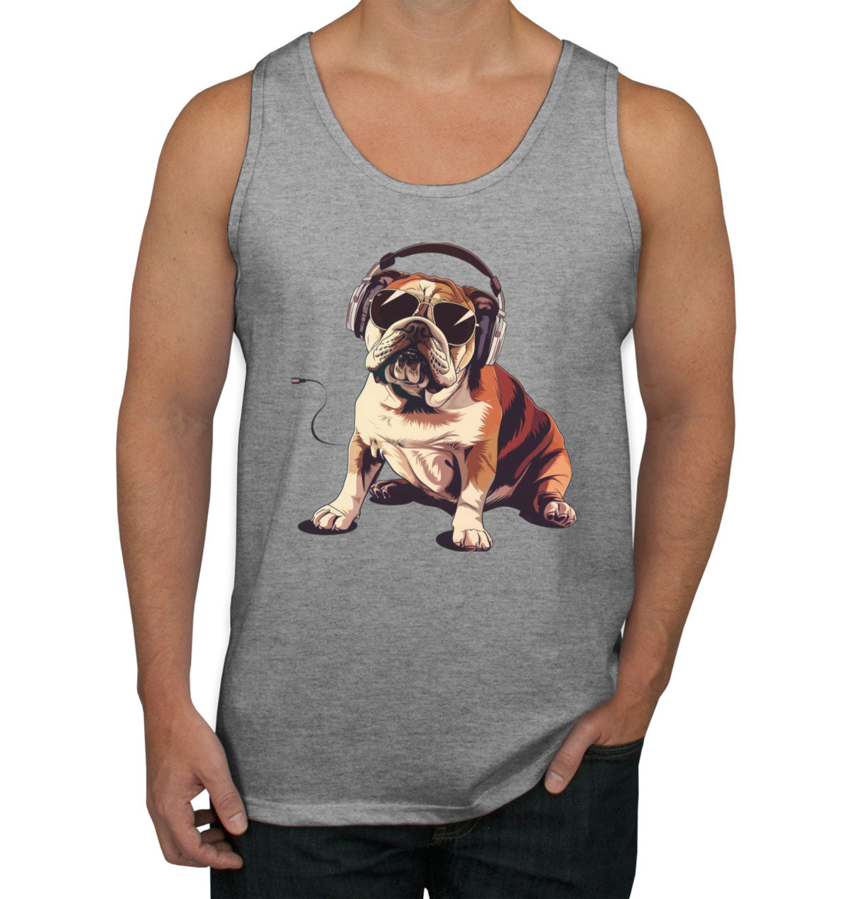 Bulldog With Headphone Men's Tank Top