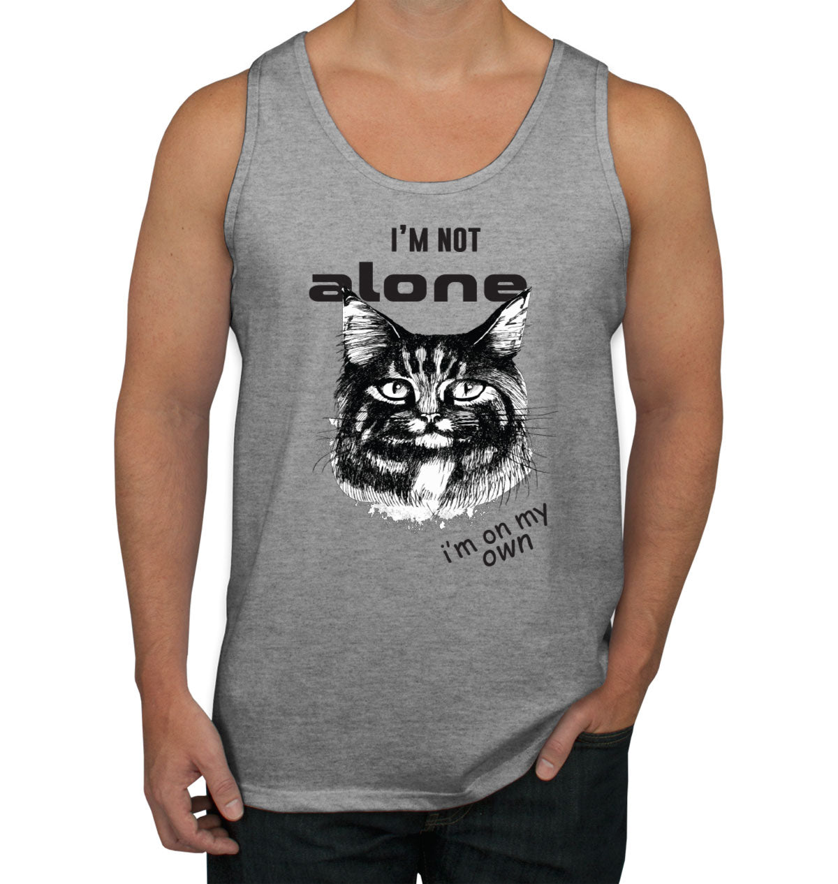 I'm Not Alone I'm On My Own Cat Men's Tank Top