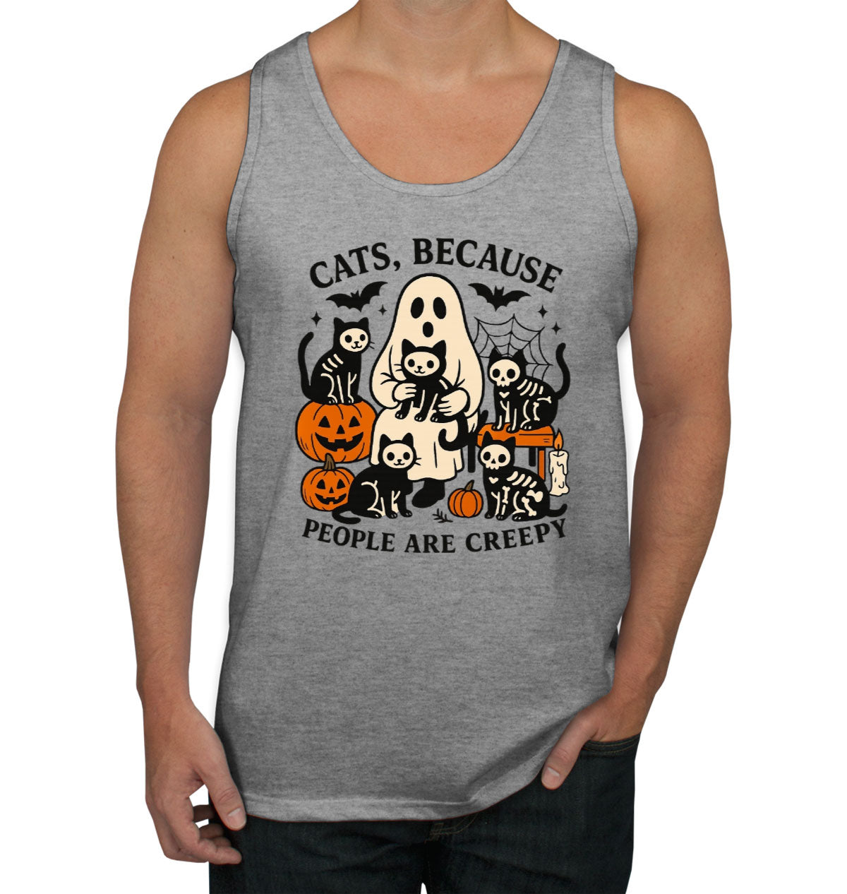 Cats, Because People Are Creepy Men's Tank Top