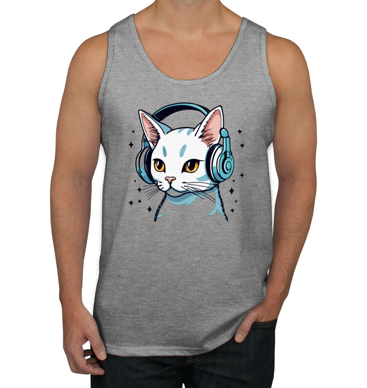 Cool Cat With Headphone Men's Tank Top