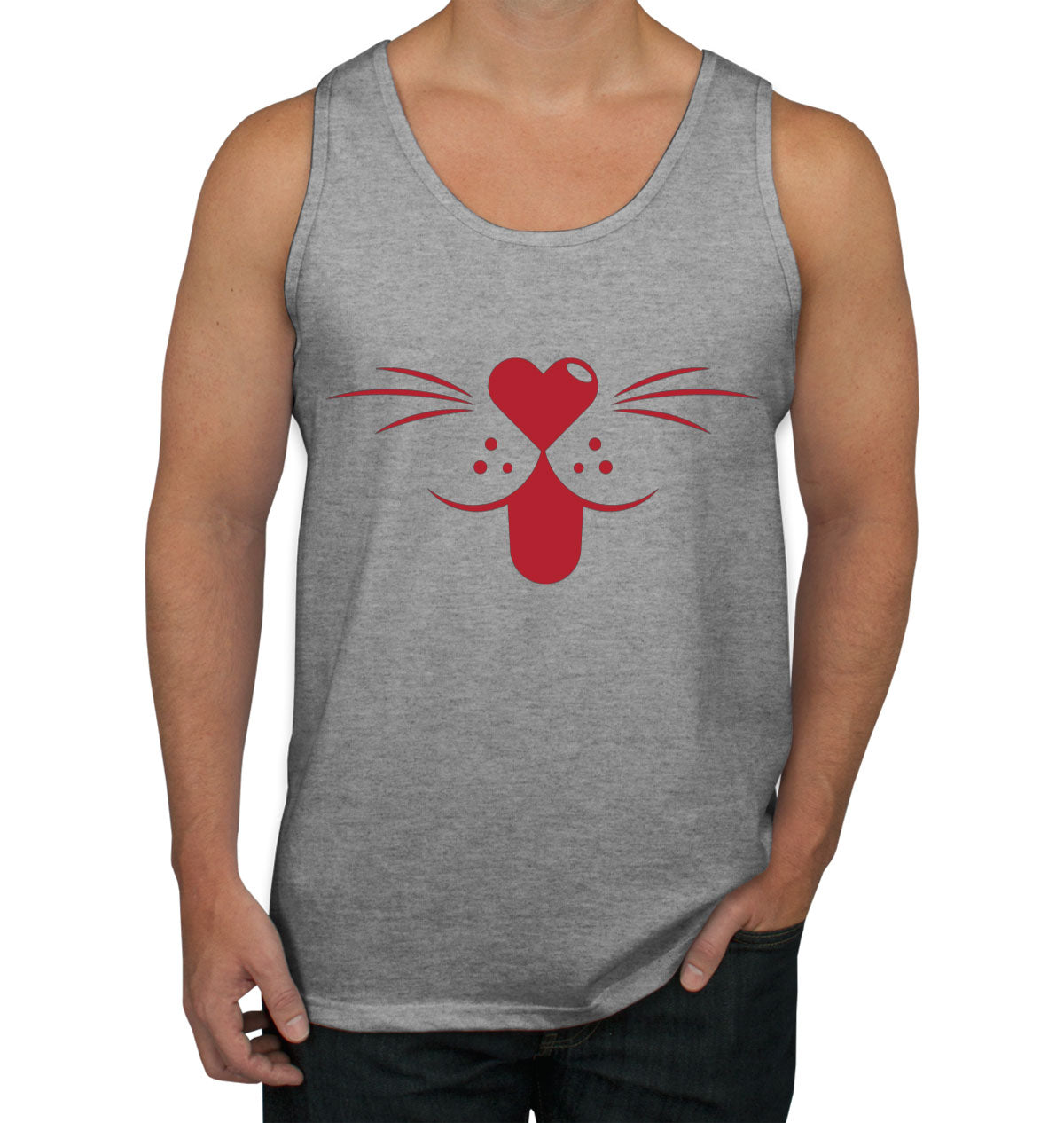Cartoon Cat Mouth Men's Tank Top
