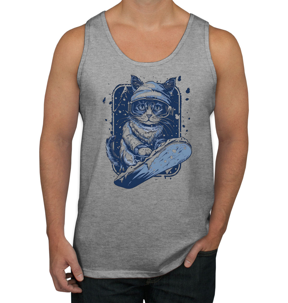 Snowboarding Cat Men's Tank Top