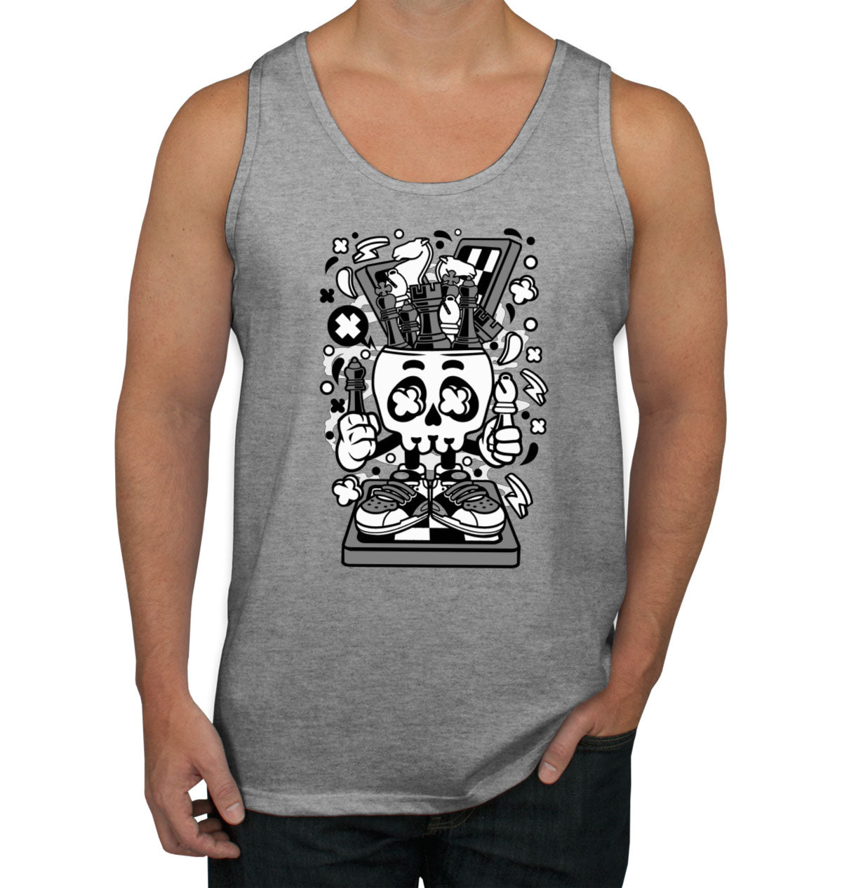 Chess Skull Head Men's Tank Top