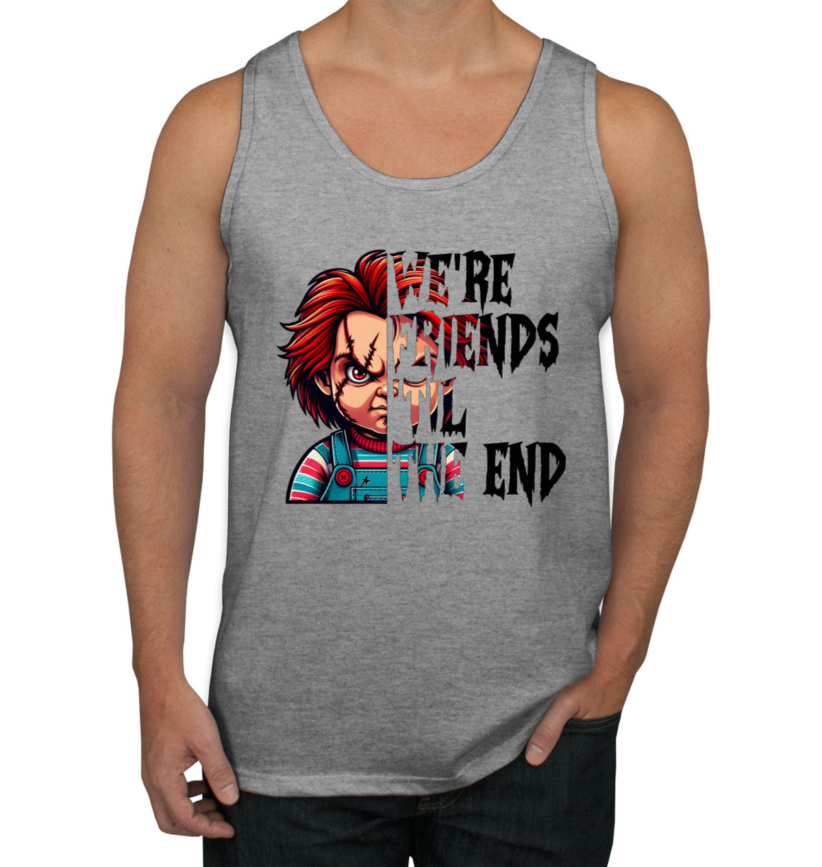 Chucky We're Friends 'Til The End Halloween Men's Tank Top