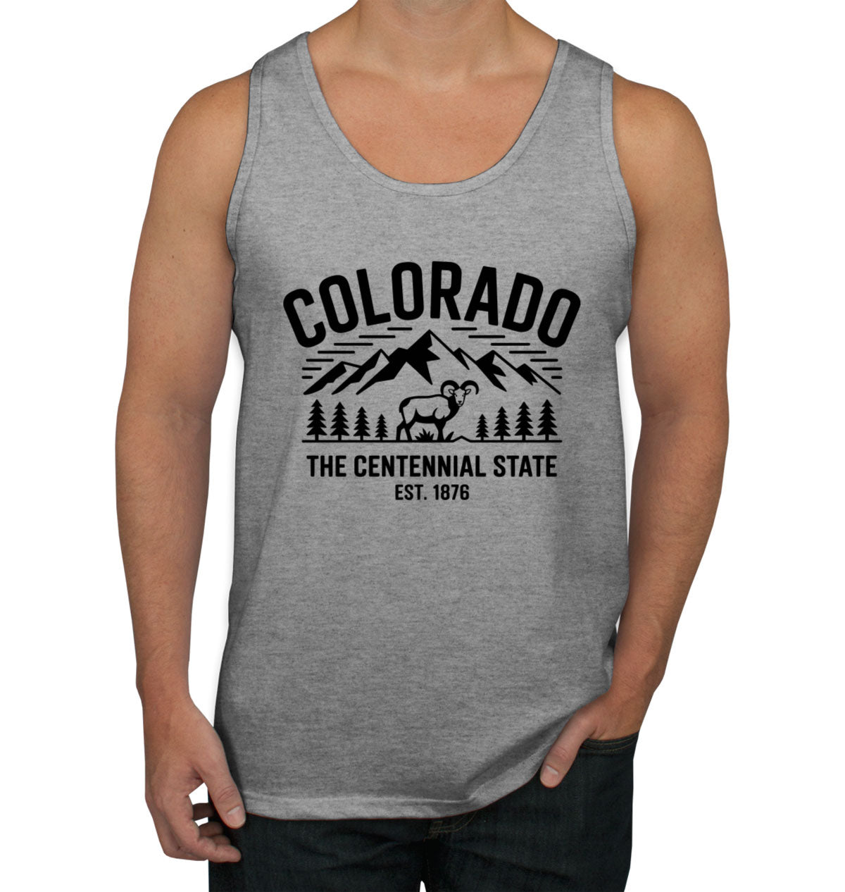 Colorado Cityscape Illustration The Centennial State Men's Tank Top