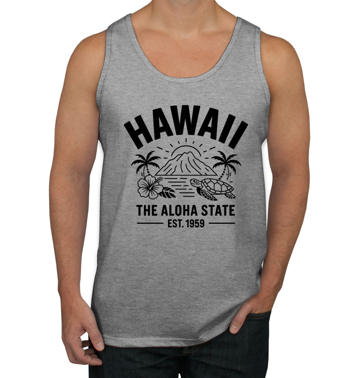 Hawaii Cityscape Illustration The Aloha State Men's Tank Top