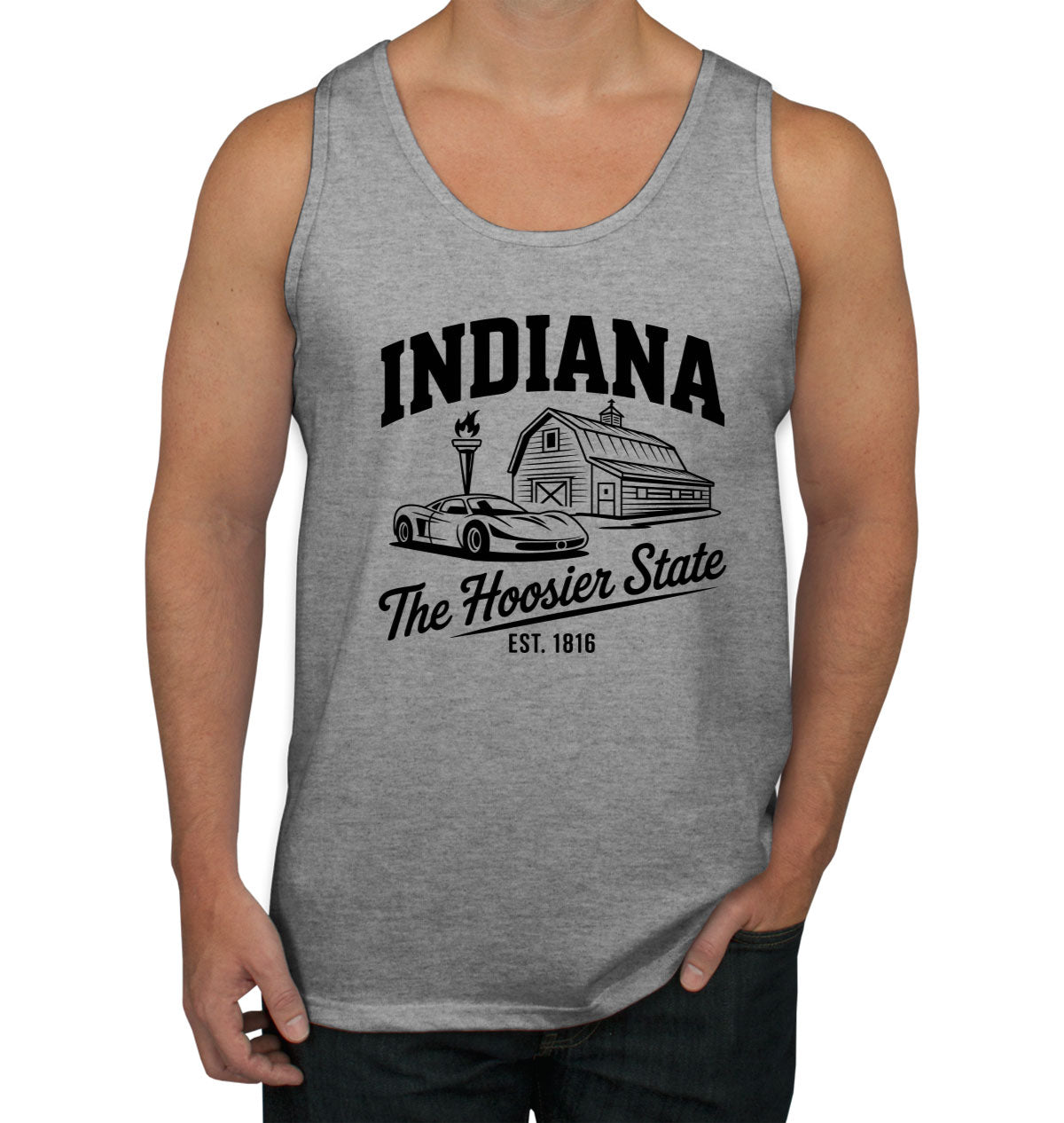 Indiana Cityscape Illustration The Hoosier State Men's Tank Top