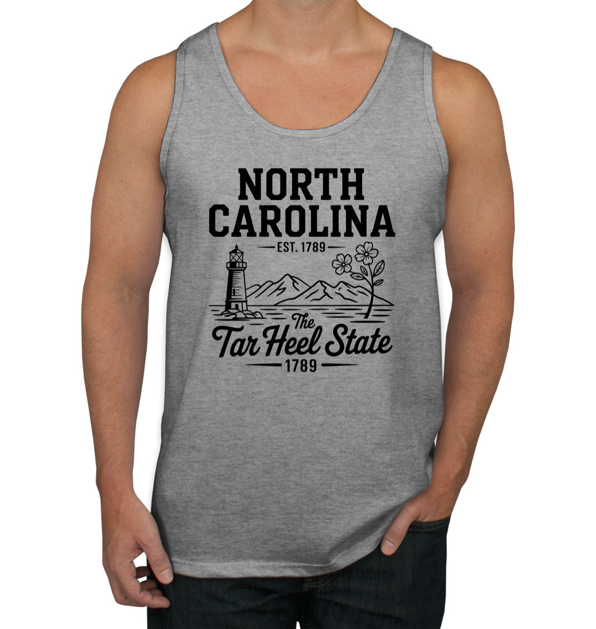 North Carolina Cityscape Illustration The Tar Heel State Men's Tank Top
