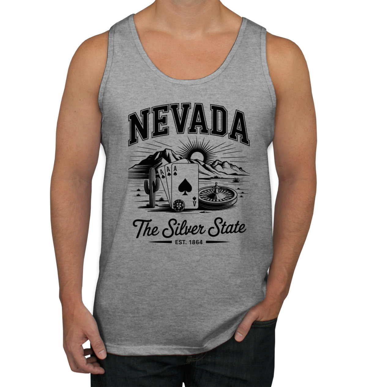 Nevada Cityscape Illustration The Silver State Men's Tank Top