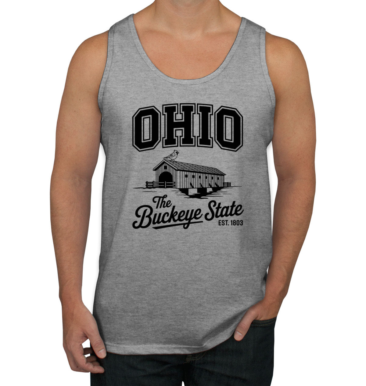 Ohio Cityscape Illustration The Buckeye State Men's Tank Top