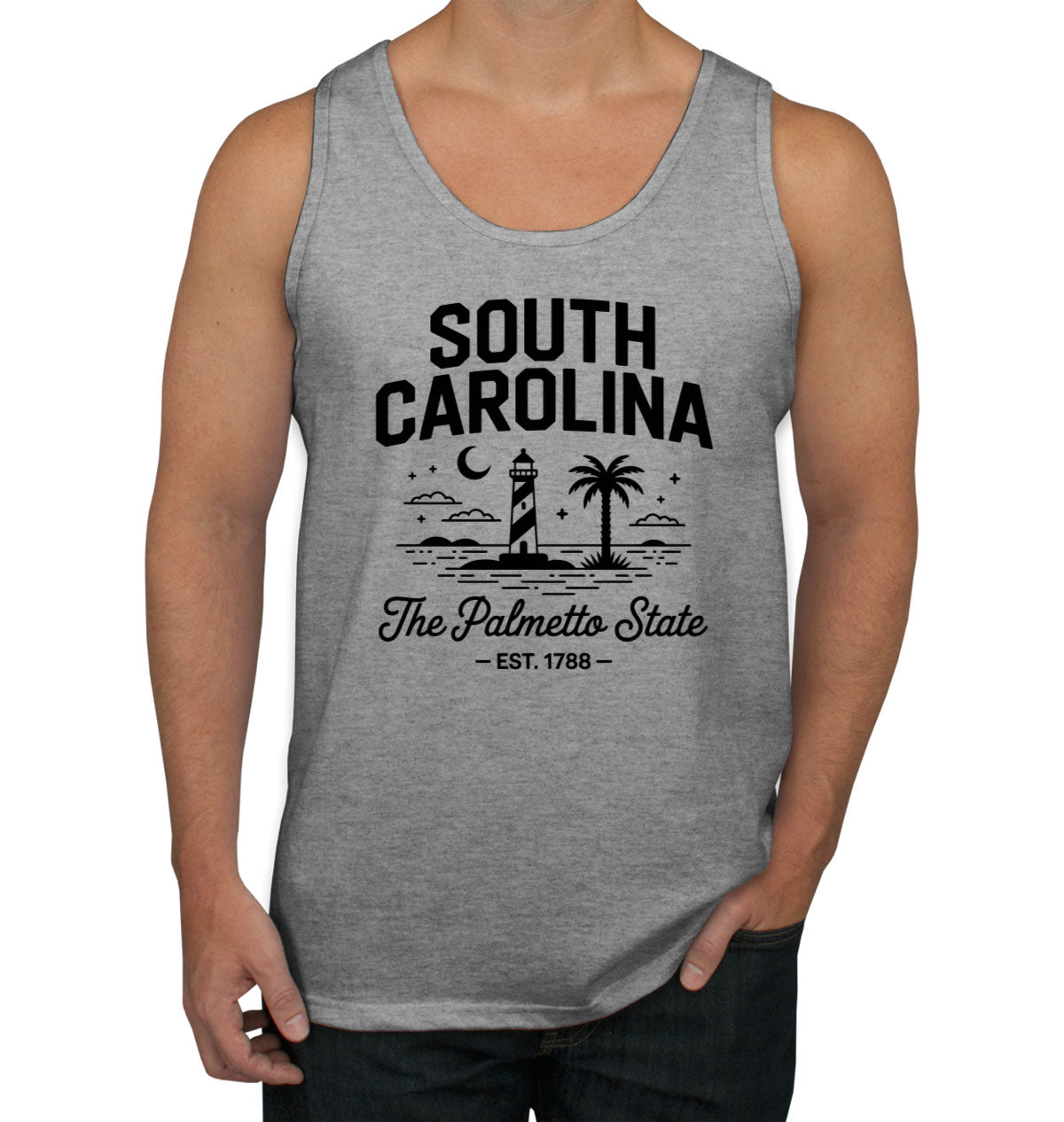 South Carolina Cityscape Illustration The Palmetto State Men's Tank Top