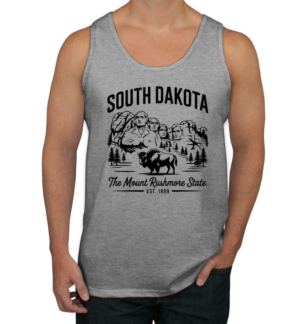 South Dakota Cityscape Illustration The Mount Rushmore State Men's Tank Top