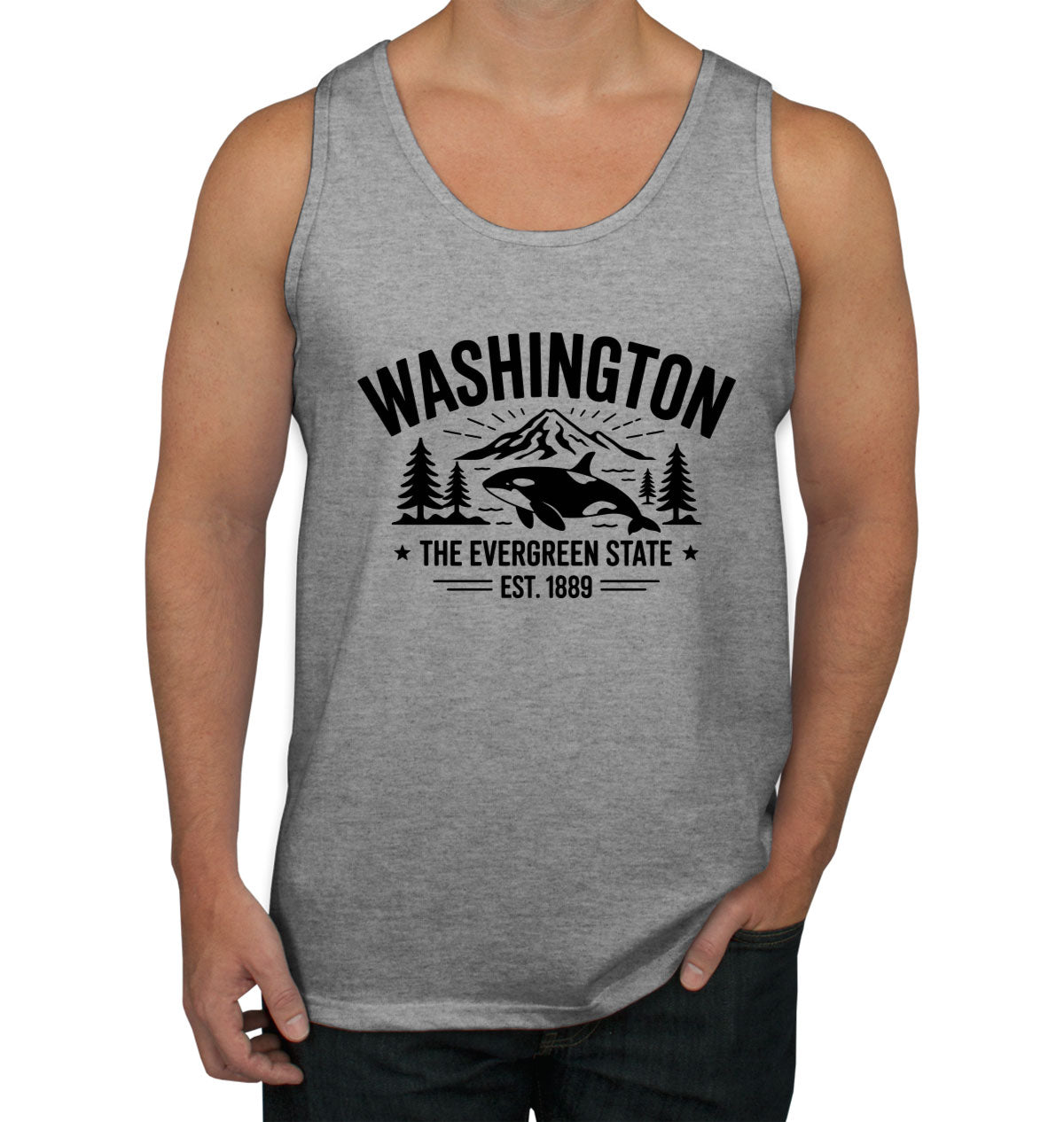 Washington Cityscape Illustration The Evergreen State Men's Tank Top