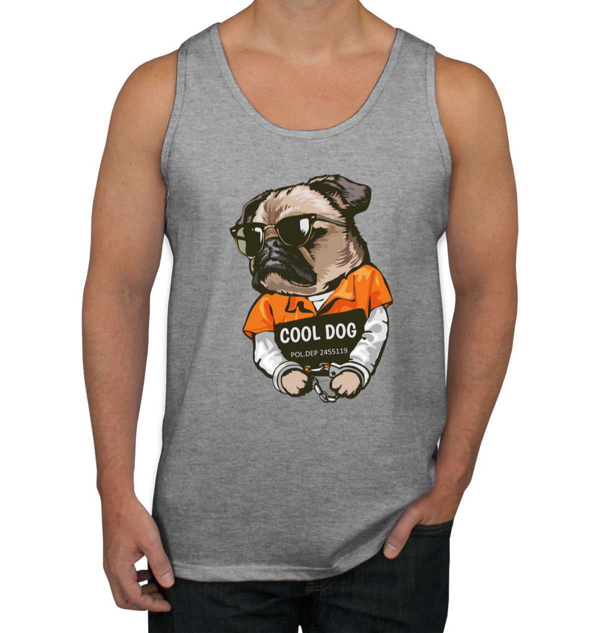 Cool Dog In Sunglasses Pug Dog Men's Tank Top