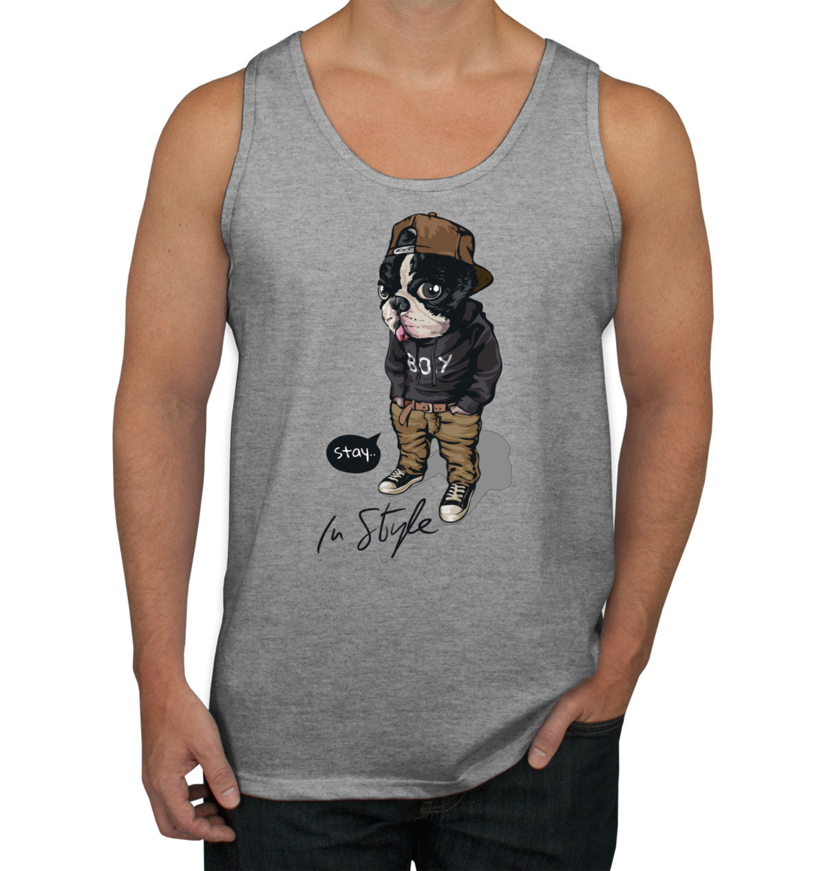 Cool Pug Boy Stay In Style Men's Tank Top