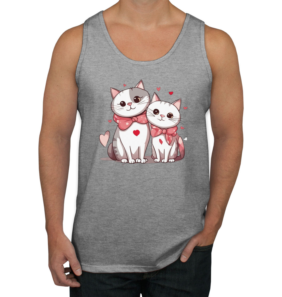 Cute Cat Couples Valentine's Day Men's Tank Top