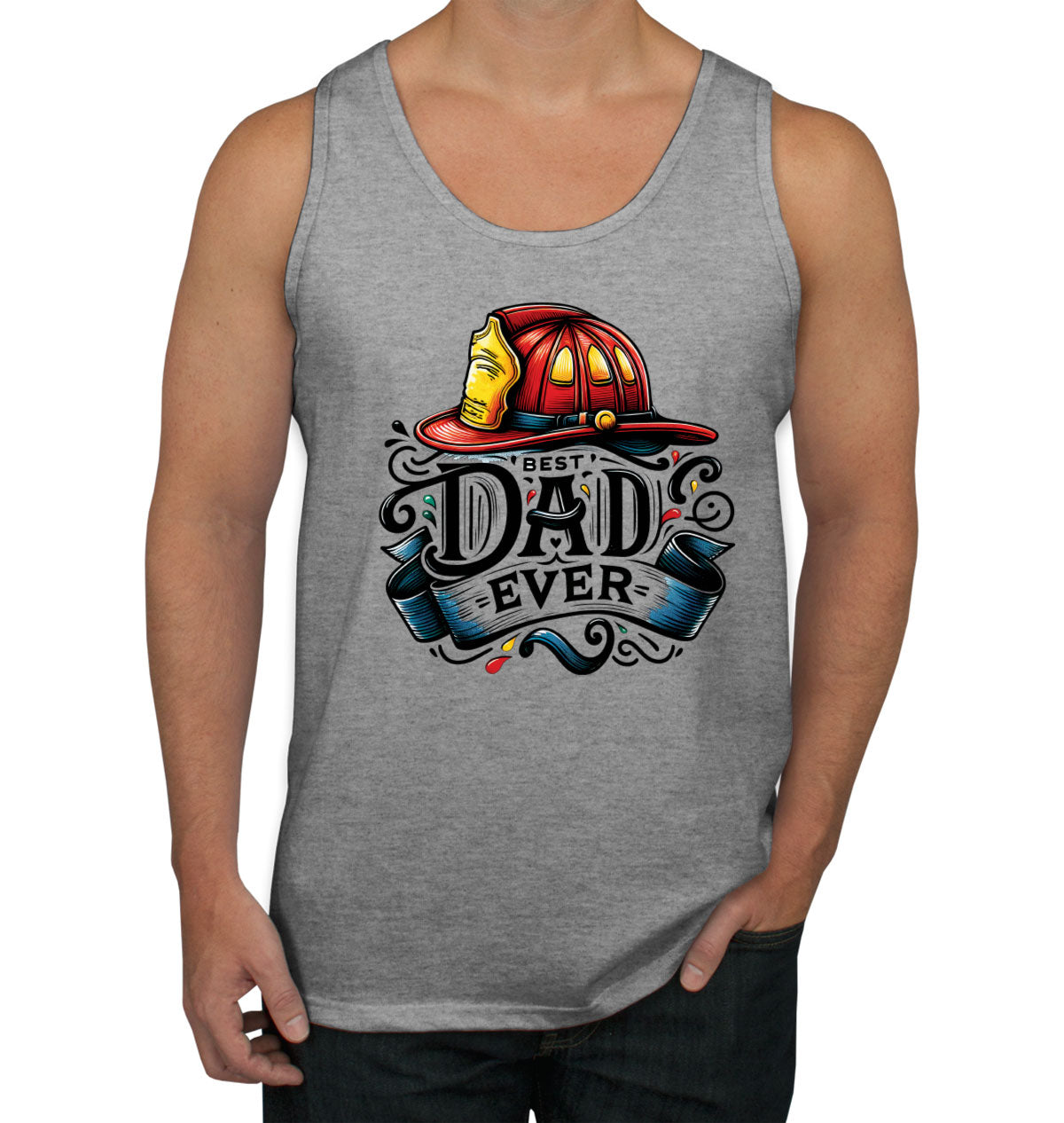 Best Dad Ever Firefighter Fireman Father's Day Men's Tank Top