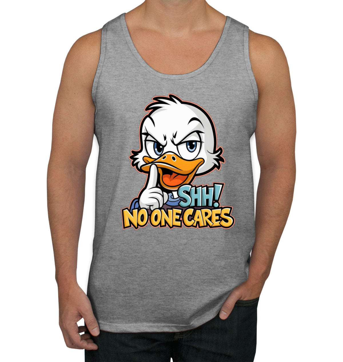 Shh No One Cares Sarcastic Duck Men's Tank Top