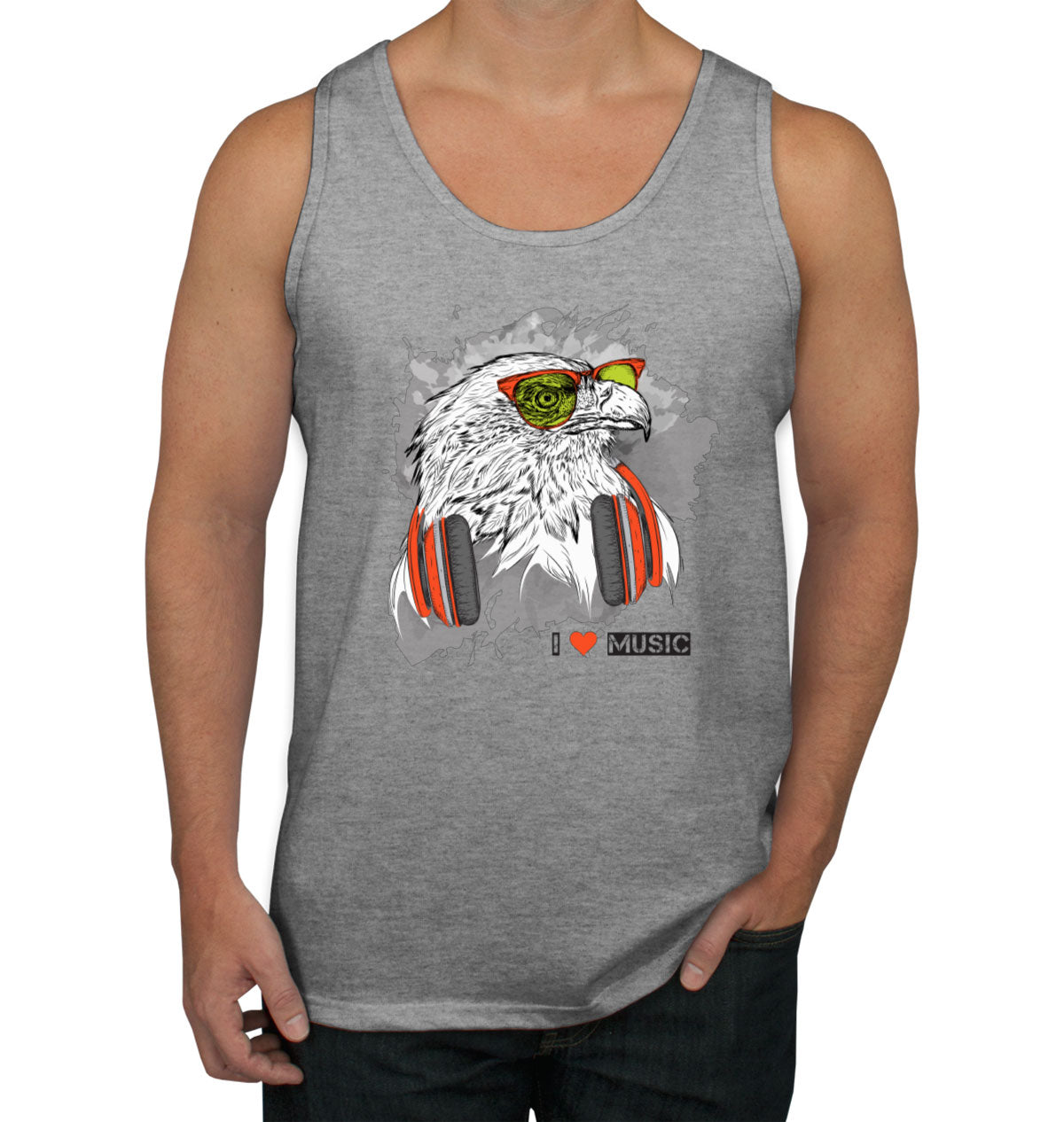 I Love Music Eagle With Headphones Men's Tank Top