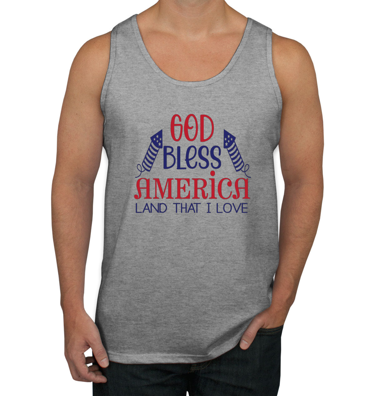 God Bless America Land That I Love Patriotic  Men's Tank Top
