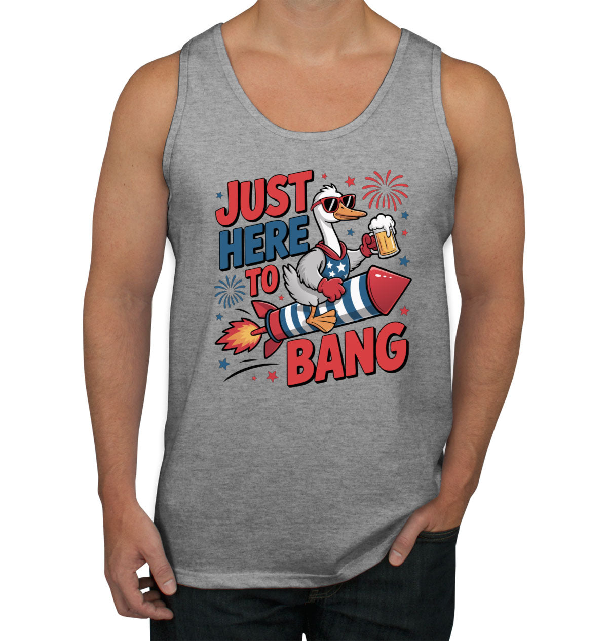 Just Here To Bang Independence Day Patriotic Men's Tank Top