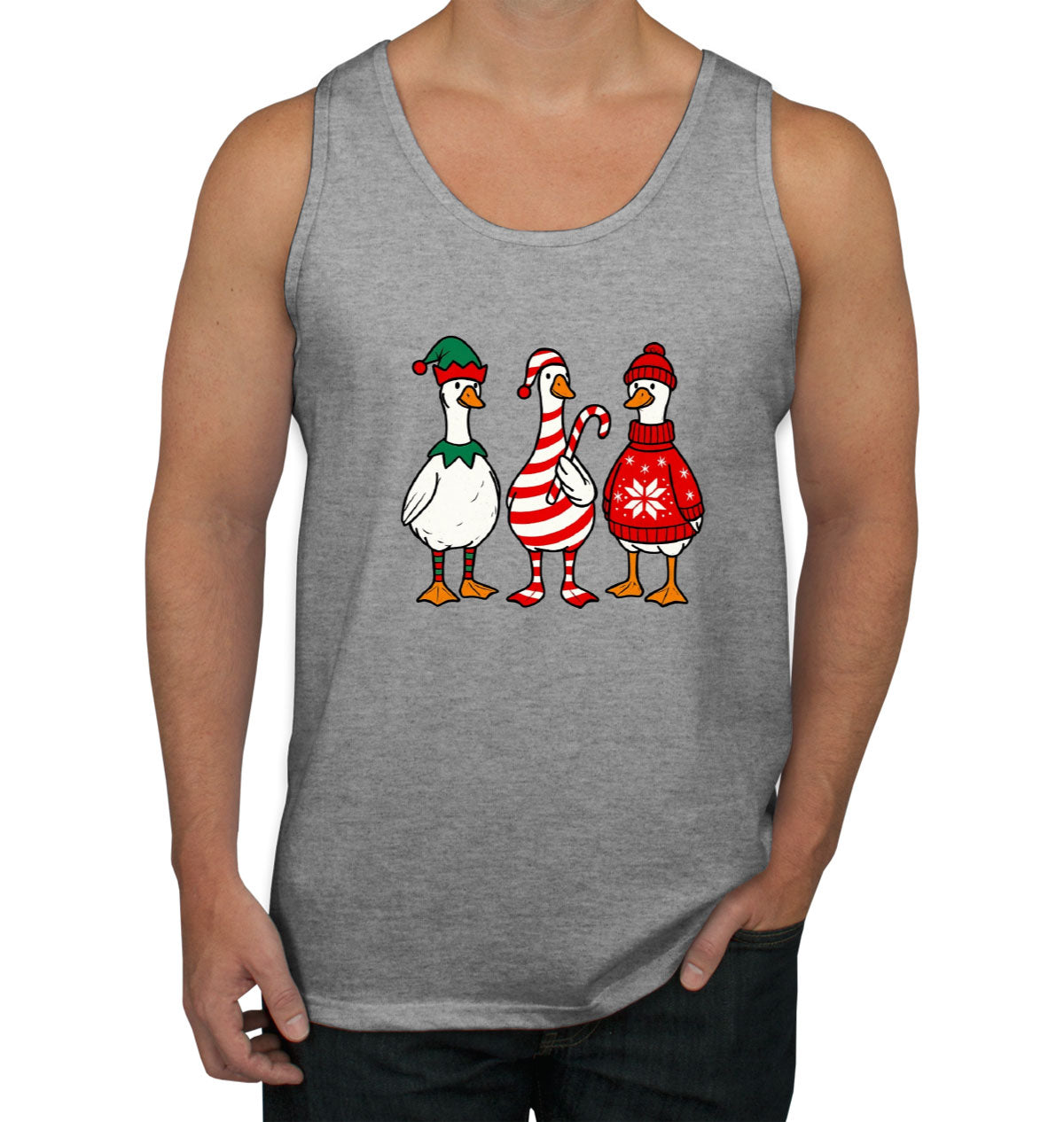 Funny Christmas Gooses Men's Tank Top