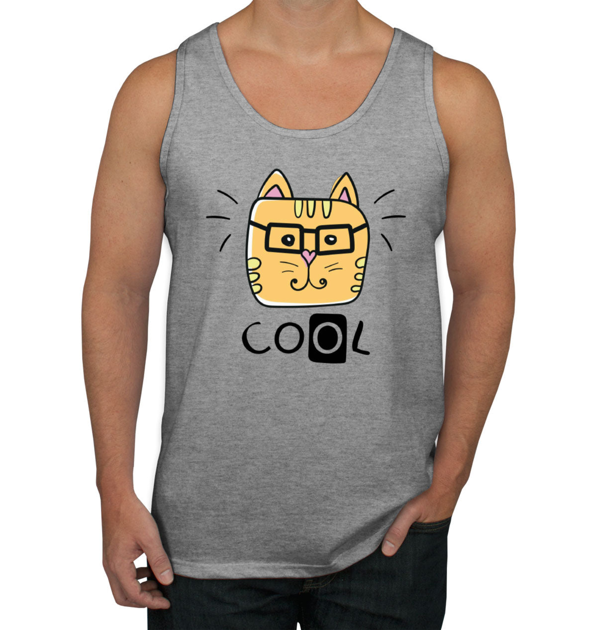 Handdrawing Cool Cat Men's Tank Top